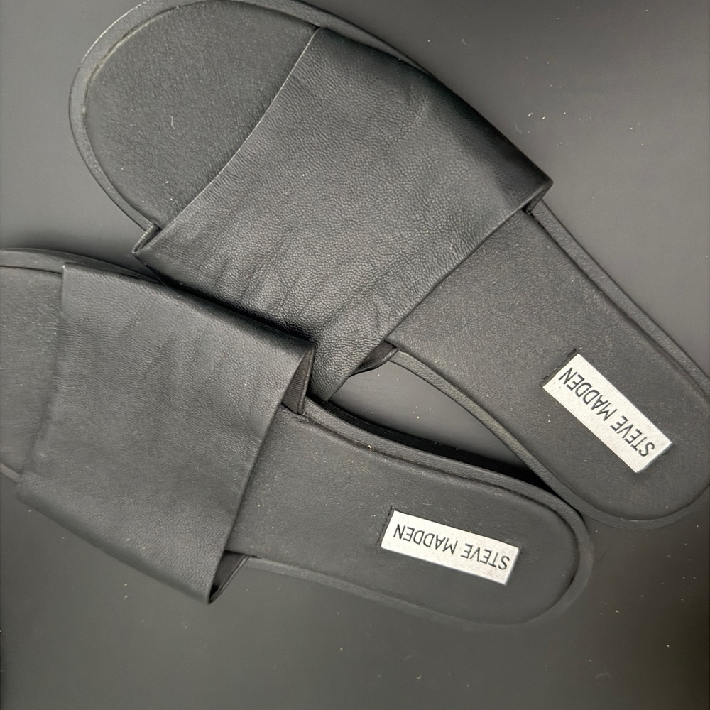 Steve Madden Black Slide Sandals